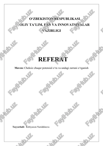 cheksiz potensial quduq — DOCX