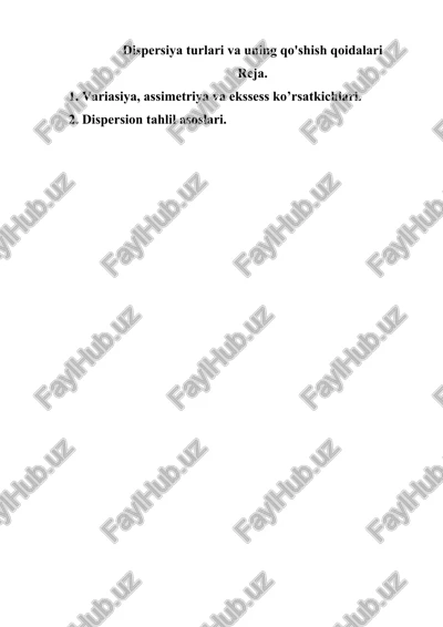 dispersiya turlari va uning qo'shish qoidalari — DOCX