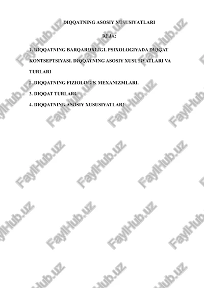 diqqatning asosiy xususiyatlari — DOCX