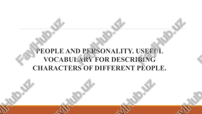 people and personality: useful vocabulary for describing characters — PPTX
