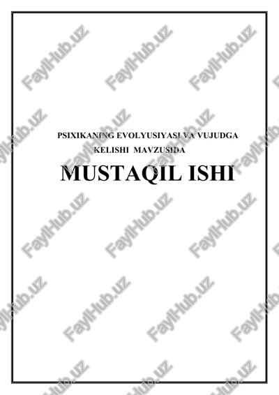 psixikaning evolyusiyasi va vujudga kelishi — DOC