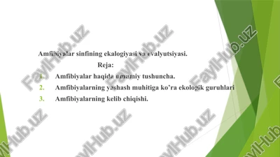 amfibiyalar sinfining ekalogiyasi va evalyutsiyasi — PPTX