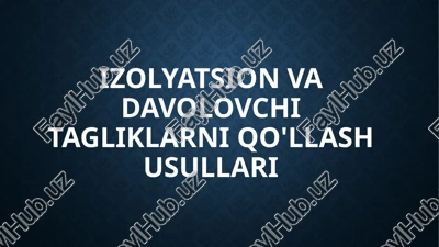 izolyatsion va davolovchi tagliklarni qo'llash usullari — PPTX