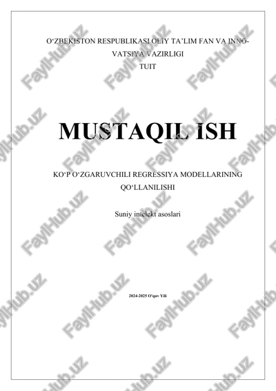 ko‘p o‘zgaruvchili regressiya modellari — DOCX