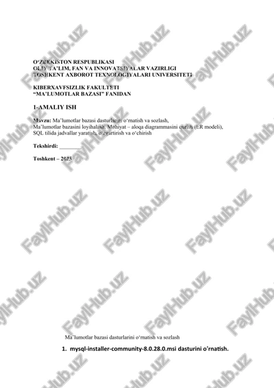 ma’lumotlar bazasi dasturlarini o‘rnatish va sozlash — DOCX