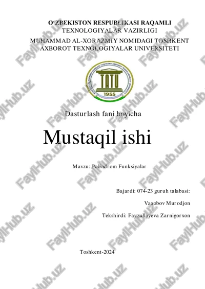 palindrom funksiyasi c++ — PDF