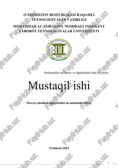 saralash algoritmlari va samaradorliklari — DOCX