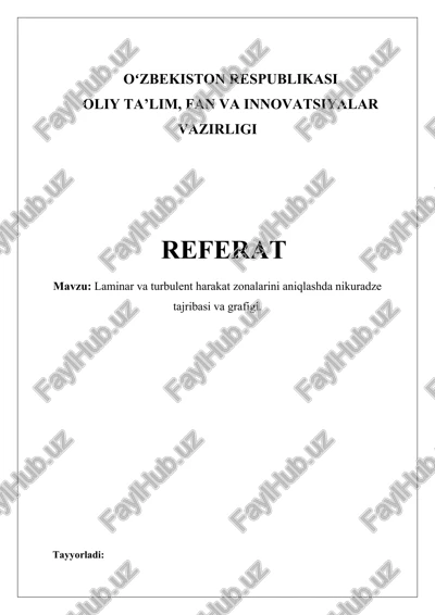 nikuradze tajribasi va grafigi — DOCX