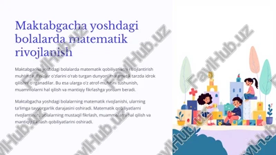 maktabgacha yoshdagi bolalarda matematik rivojlanish — PPTX