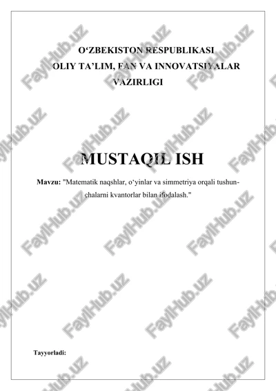 matematik naqshlar, o‘yinlar va simmetriya — DOCX