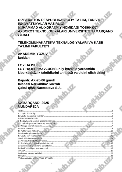 loyiha ishi akademik yozuvdan — DOCX