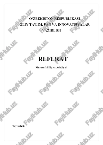 milliy va adabiy til — DOCX