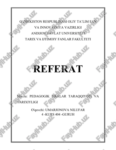 pedagogik fikrlar taraqqiyoti va tarixiyligi — DOCX