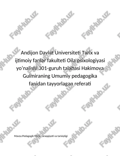 pedagogik fikrlar taraqqiyoti va tarixiyligi — DOCX