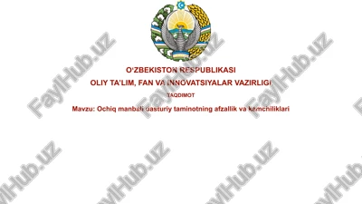 ochiq kodli dasturiy taʼminotning afzalliklari va kamchiliklari — PPTX