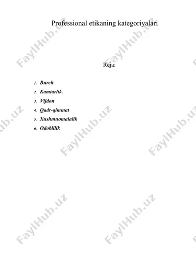 professional etikaning kategoriyalari — DOC