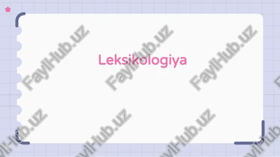 leksikologiya — PPTX