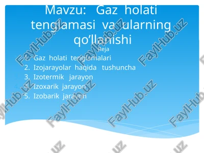 tajribalar shuni ko’rsatadi ki gaz suyuq va qattiq holatlarda mavjud bo’lishligini tasdiqlaydi — PPTX