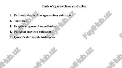 fizik o‘zgaruvchan yulduzlar — PPTX