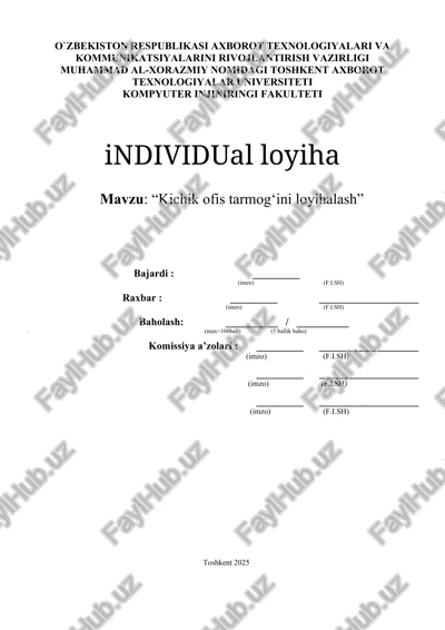 cisco packet tracer kichik ofis tarmog‘ini tarmog‘ini loyihalash — DOCX