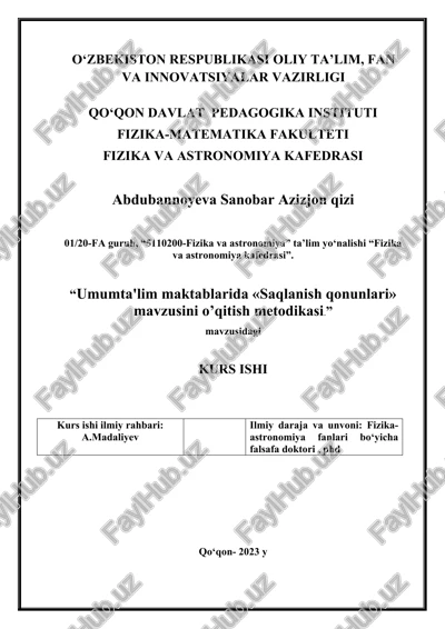 saqlanish qonunlari — DOCX