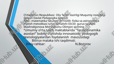 termodinamika asoslari — PPTX