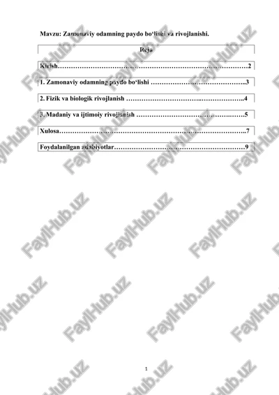 zamonaviy odamning paydo bo‘lishi va rivojlanishi — DOCX
