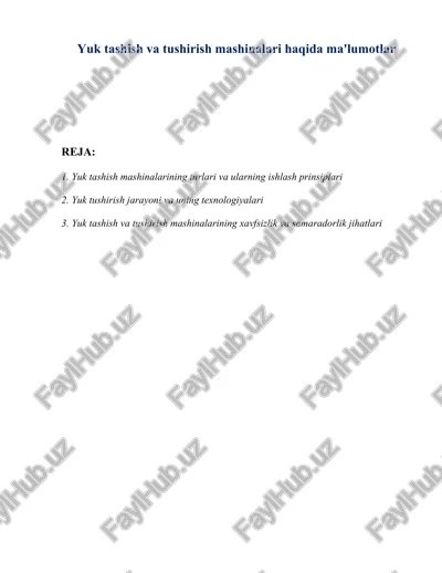 yuk tashish va tushirish mashinalari — DOCX