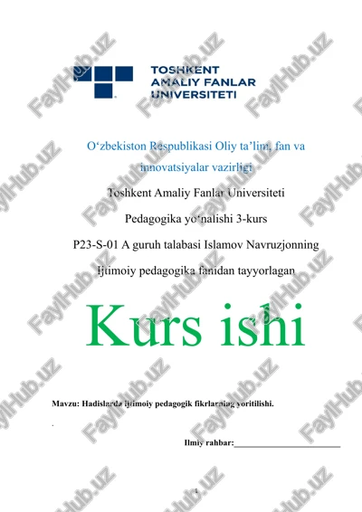pedagogika yoʻnalishi 3-kurs — DOCX