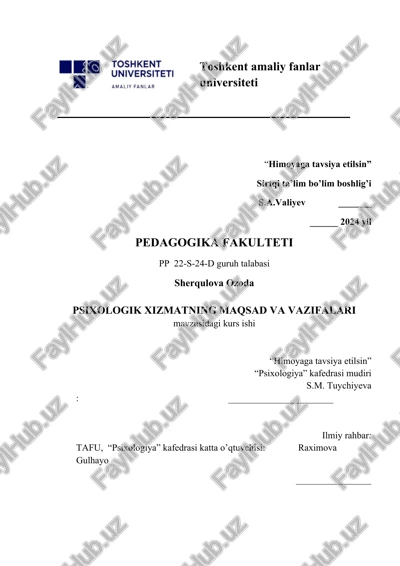 psixologik xizmatning maqsad va vazifalari — DOCX