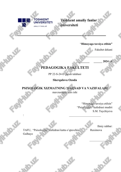 psixologik xizmatning maqsad va vazifalari — DOCX