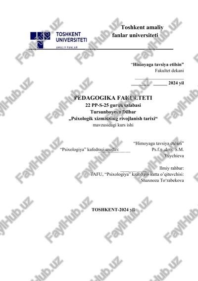 psixologik xizmatning rivojlanish tarixi — DOCX