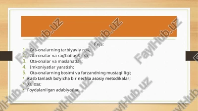 kasb tanlashda ota-onalarning tutgan o’rni haqida tushuncha — PPTX