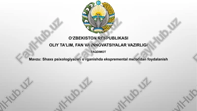 shaxspsixologiyasini oʻrganishda ekspremental metoddan foydalanish — PPTX