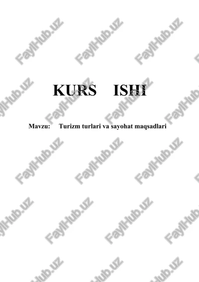 turizm turlari va sayohat maqsadlari — DOCX
