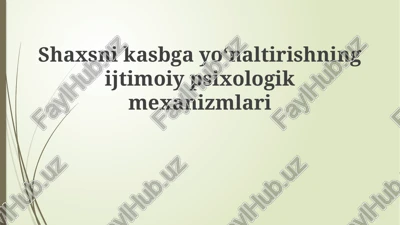 kasbiy yo'naltirishning ijtimoiy-psixologik mexanizmlari — PPTX