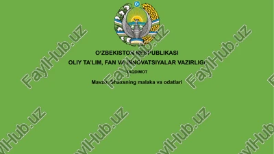xususiyatlarning malakalari — PPTX