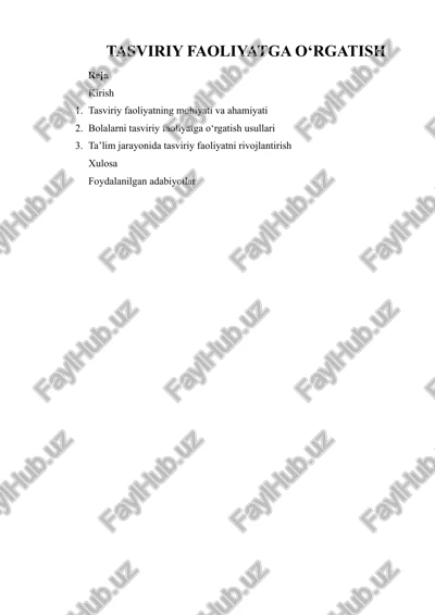 tasviriy faoliyatga o'rgatish — DOCX