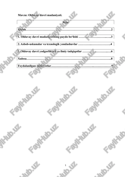 olduvay davri madaniyati — DOCX