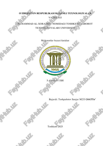 malumotlar bazasi fanidan 5-amaliy ish — PDF