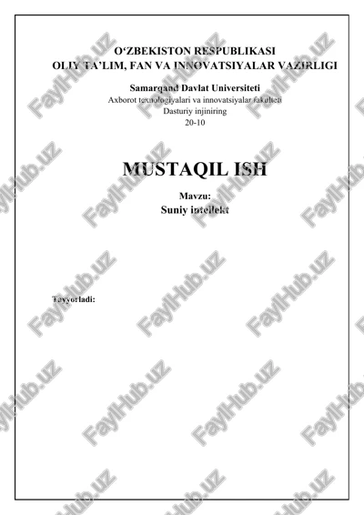 sun’iy intellekt: asoslar, texnologiyalar va qo'llanilish sohalari — DOCX