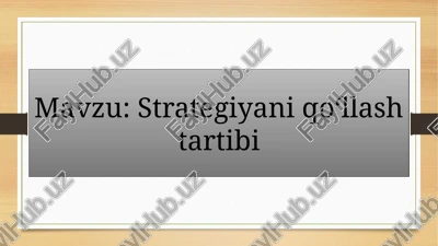 strategiyani qo‘llash tibbiyot — PPTX