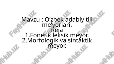 oʻzbek adabiy tilimeʼyorlari — PPTX