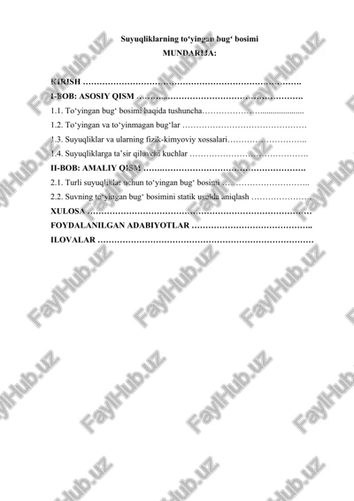 suyuqliklarning toʻyingan bugʻ bosimi — DOCX