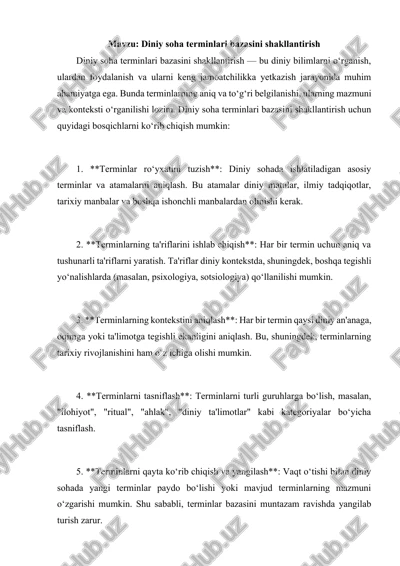 diniy soha terminlari bazasini shakllantirish — DOCX