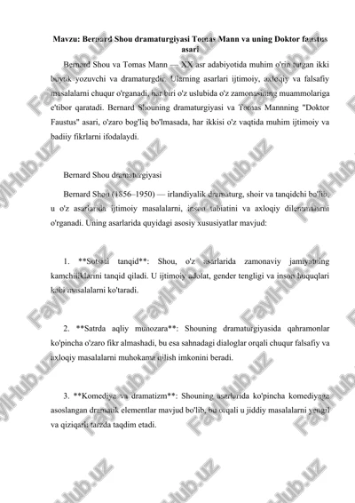 bernard shou dramaturgiyasi — DOCX