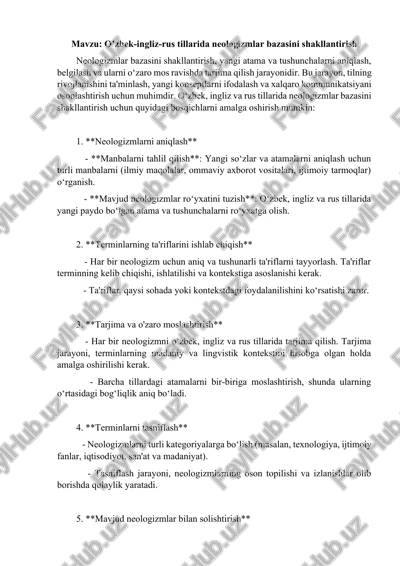 neologizmlar bazasini shakllantirish — DOCX