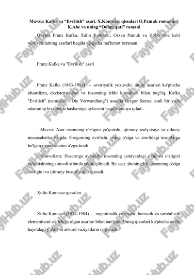 franz kafka "evrilish" asari — DOCX