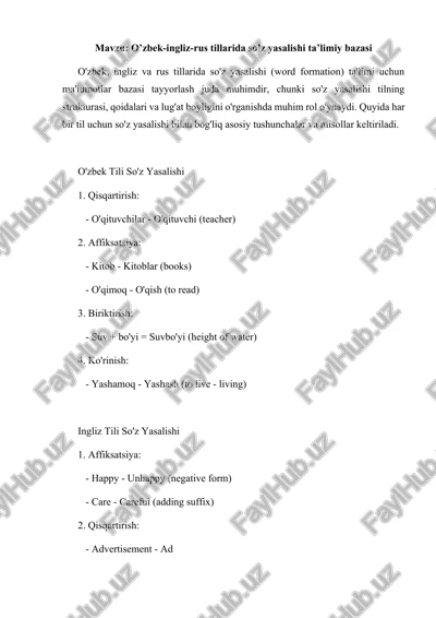 o’zbek-ingliz-rus tillarida so’z yasalishi ta’limiy bazasi — DOCX