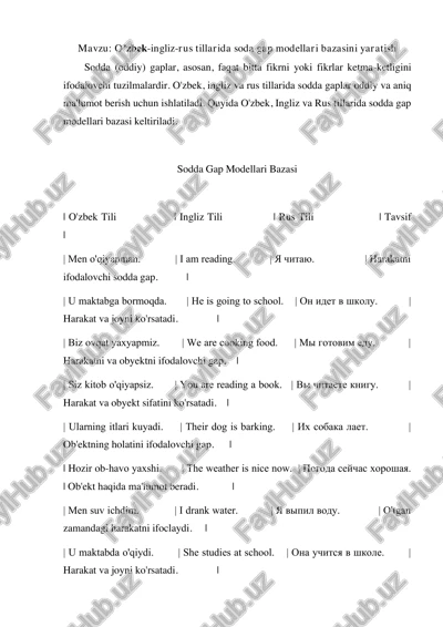 sodda gap modellari bazasi — PDF